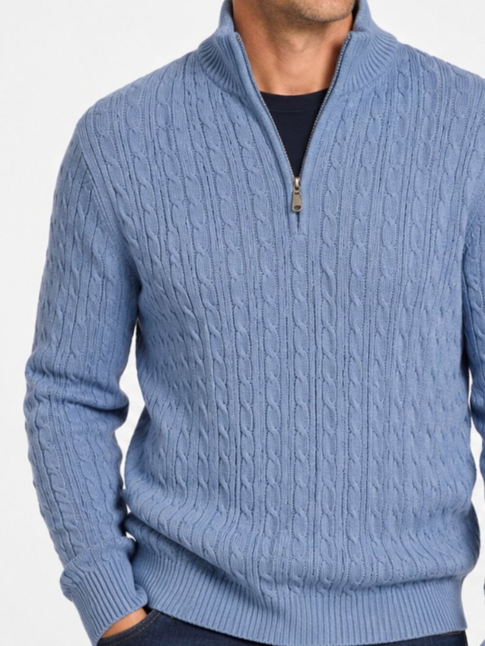 NWT IZOD Durham Blue Cable Knit Quarter Zip Sweater Men’s XL